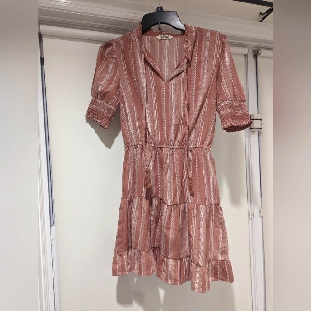 HINT Of Blush Pink Striped Dress S